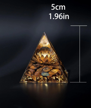 Orgonitová pyramida křišťál a tygří oko - Lotosový květ