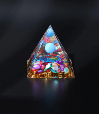 Orgonitová pyramída kalcit modrý a mandala