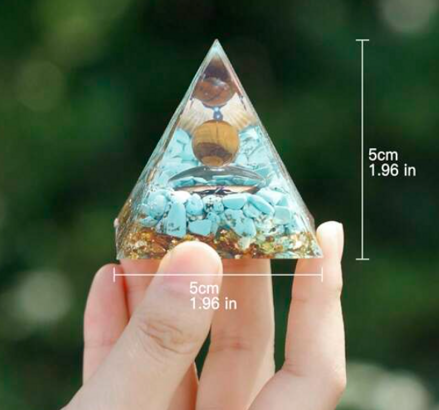 Orgonitová pyramida tygří oko a tyrkys - čakry