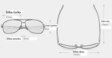 Polarizované hliníkové sluneční brýle - černošedé