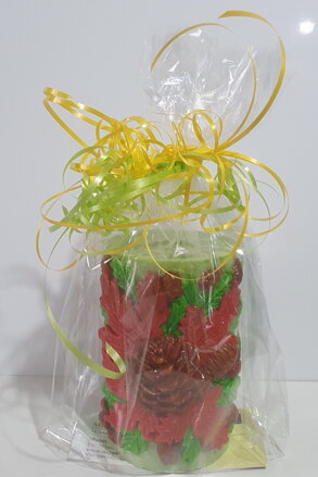 Vianočná sviečka šiška s vianočnou ružou