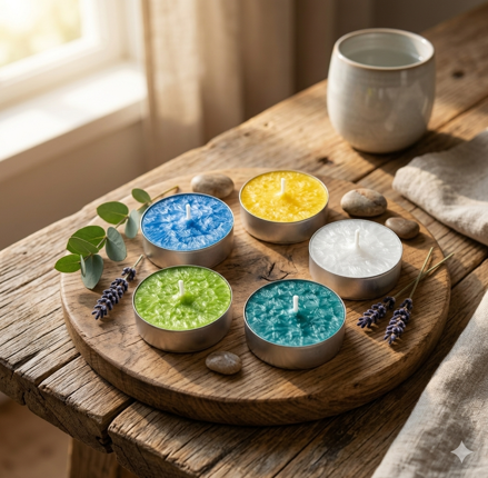 Sada 5 rituálnych sviečok: Zdravie a obnova sily