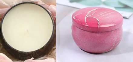 Sójová svíčka ve zdobené plechovce s vůní růže