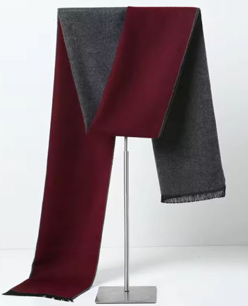 Pánská kašmírová šála s viskózou – Vínově-šedá