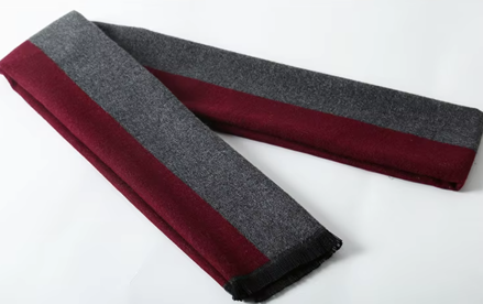 Pánská kašmírová šála s viskózou – Vínově-šedá