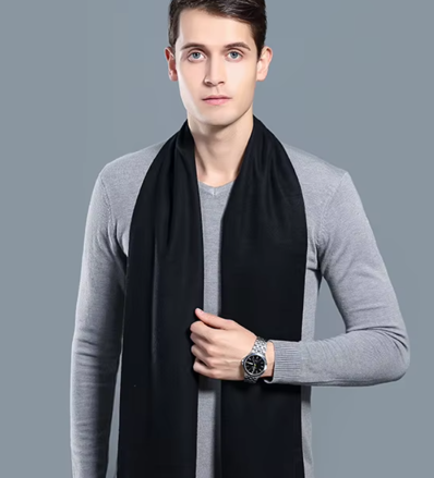 Pánská kašmírová šála s viskózou – Černá