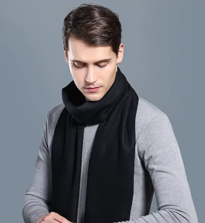 Pánská kašmírová šála s viskózou – Černá