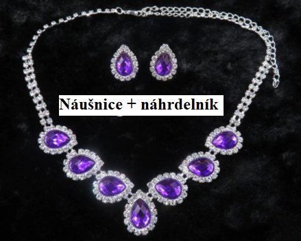 Set náušnice + náhrdelník fialové kapky