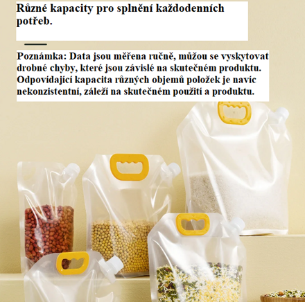 Sáček na uskladnění zrn různé velikosti