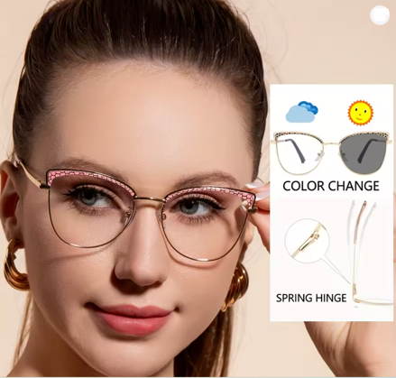Dámske fotochromatické polarizované slnečné okuliare - ružové