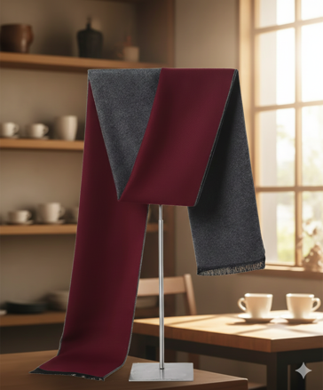 Pánská kašmírová šála s viskózou – Vínově-šedá