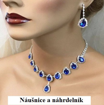 Set náušnice + náhrdelník modrej kvapky