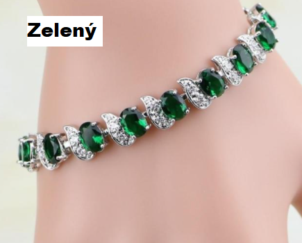 Elegantní náramek se zirkony - zelený