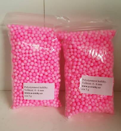 Mini polystyrenové kuličky 4-6 mm - Světle růžové